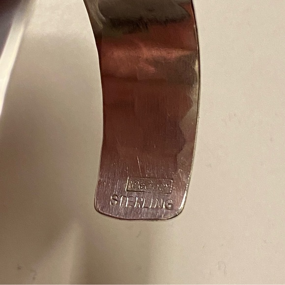 Vintage Hammered Sterling Cuff Bracelet - Picture 5 of 6
